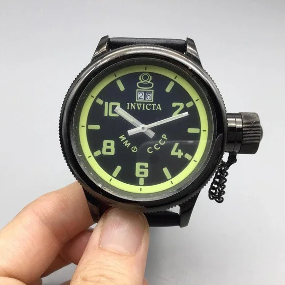 Invicta Russian Diver Mens 52mm Watch Black Dial Date Model 4338 New Battery